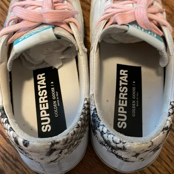 Golden Goose White Sneakers with Pink Laces